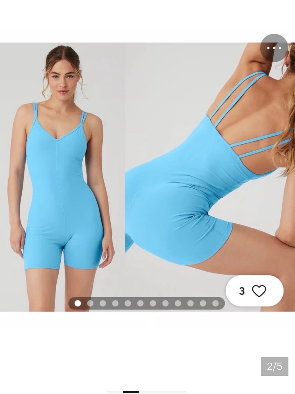 ALO Yoga Bright Blue Strappy Back Bodysuit